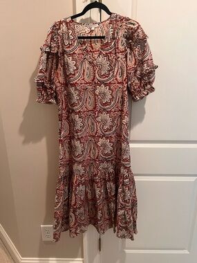 Anna Cate Paisley Short-Sleeve Ruffle Hem Dress